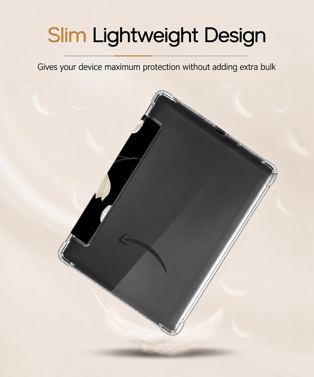Custodia per Kindle Paperwhite 12a generazione da 7" e Kindle Colorsoft Signature Edition 2024 Rilasciato - Cover in pelle PU leggera e resistente e cover posteriore in TPU trasparente con