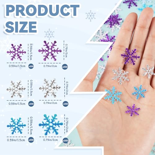 Image of Christmas Snowflake Confetti Decorations,1200Pcs Purple Blue Silver Confetti Snow Party Pack for Christmas Winter Wonderland Table Centerpieces Wedding Birthday Baby Shower DIY Projects Decorations