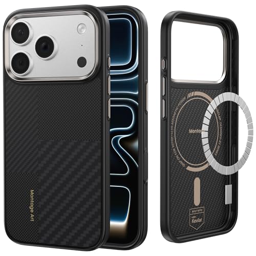 BENKS ArmorPro Montage Cover per iPhone 17 Pro Max Custodia per Controllo della Fotocamera, Compatibile con MagSafe, Protezione Antiurto di livello Militare, Kevlar 600D+1500D Fibra Aramidica e TPU