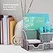 Mindspace Office Desk Organizer with 6 Compartments + Drawer + Pen & Pencil Holder | The Mesh Collection, Silver