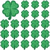 30pcs Glitter Shamrock Iron on Patches St. Patrick's Day Clothing Embroidered Green Four Leaf Shamrock Sew on Patches Applique Repair Patch ﻿DIY Crafts for Clothing Jacket Jeans Pants Dress Backpack