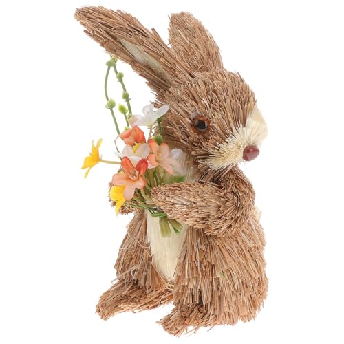 VALICLUD Decoración de Pascua Figura Conejo de Paja Hecho Mano Ornamento de Animal para Hogar Sala y Escritorio