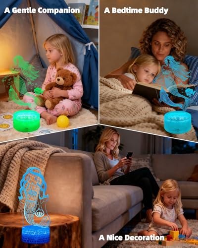 Veilleuse sirène 3D à intensité variable pour un endormissement paisible des enfants