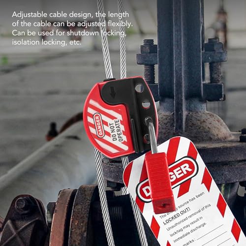 Miniatura 5 de Dispositivo De Bloqueo Ajustable Con Candado De Cable De Acero Inoxidable, 1,8 M, Con Cable De 6 Mm De Diámetro, 4 Orificios Para Llave Para Gestión De Reparaciones