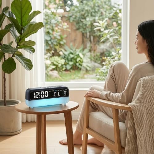 Reloj despertador digital para escritorio y mesas de noche compactas 5