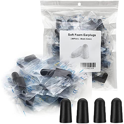 100 Pair Earplugs for Noise Cancelling Ultra Soft Foam Ear Plugs for Sleeping Noise Blocking Earplugs for Study Work Black Color