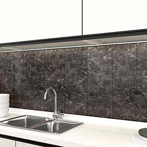 VEELIKE Dark Brown Peel and Stick Floor Tile Marble Flooring Peel and Stick Waterproof Laminate Flooring 12 Pack Self Adhesive Vinyl Floor Stickers for Bedroom Bathroom Kitchen Laundry Room 12''x12''