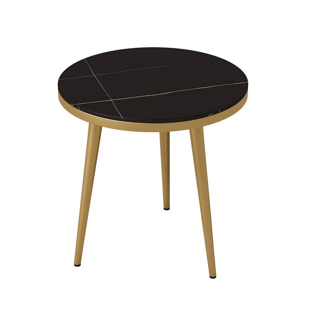 Table basse ronde en ardoise blanche compacte pour petits espaces