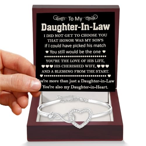To My Beautiful Daughter In Law Bracelet From Mother-In-Law, Daughter In Law Birthday Gifts, Infinity Star Heart Bracelet For Her With Heartfelt Message Card & Elegant Box, Bonus Daughters Bracelets4