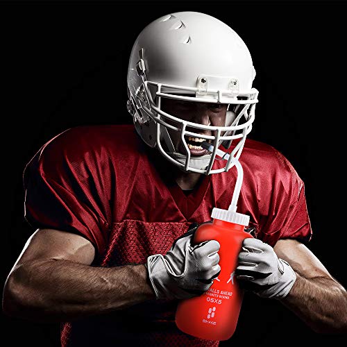 SHOKE Squeeze Sports Water Bottles Boxing Water Bottle with Long Straw BPA free Squeezable 1 Liter Hockey Water Bottle Plastic Leak Proof for Football Hockey Lacrosse Gym Cycling 32 Oz Mother's Day