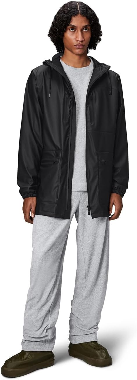 RAINS Cargo Long Jacket – Unisex Waterproof Raincoat with Adjustable Hood, Durable PU Fabric, Breathable & Lightweight Design