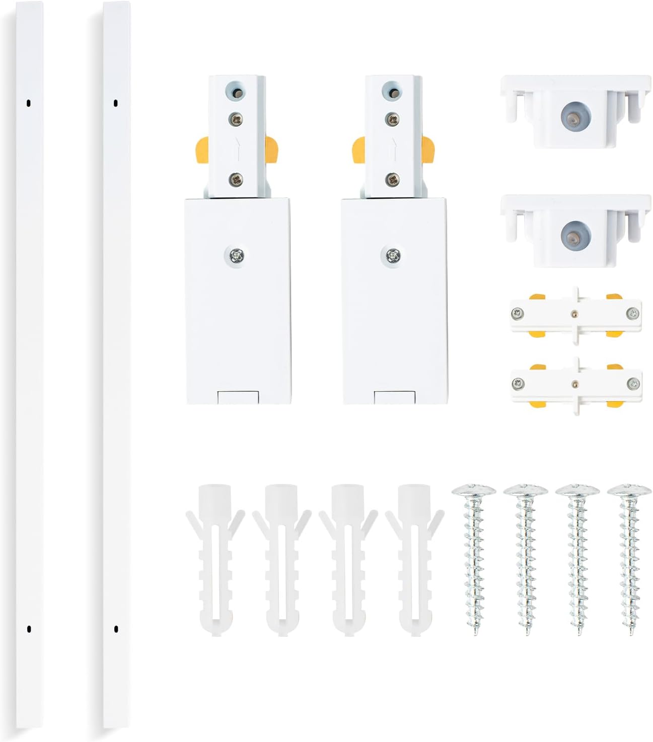H Track Lighting Rails 6.6FT H Type Track Rails Kit with End Caps and Live End Feed Connector, Compatible with Single Circuit 120V H Style Track System and Track Heads, White