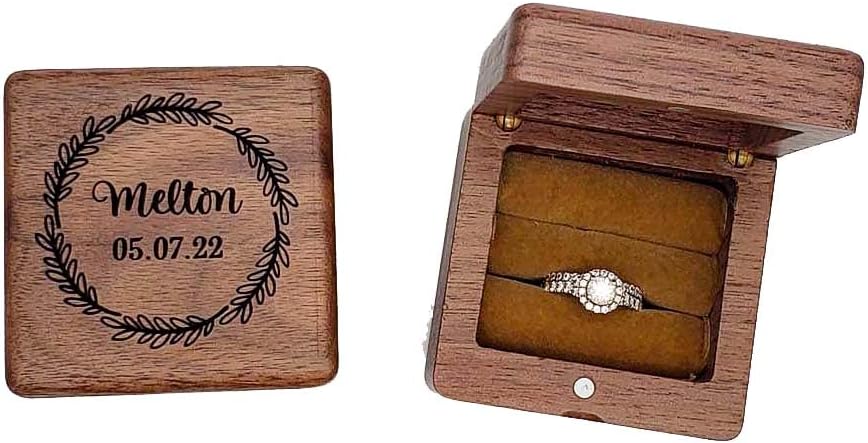 Personalized Engraved Walnut Wooden Ring Box | Proposal Ring Box | Wedding Ring Holder | Ring Bearer | Anniversary Band Box
