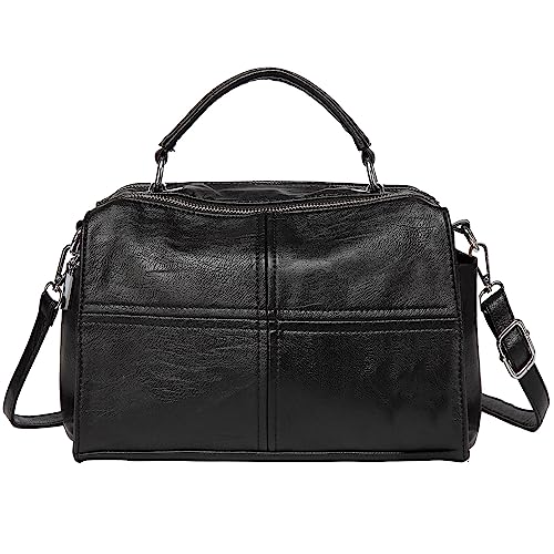 VASCHY Bolso Bandolera Mujer, Bolso Mujer Bolso de Hombro de Cuero Bolsos de Mano Convertible bolso cruzado con Dos Correas Desmontables Crossbody Bag Clutch para Salir Compras Fiesta Trabajo, Negro