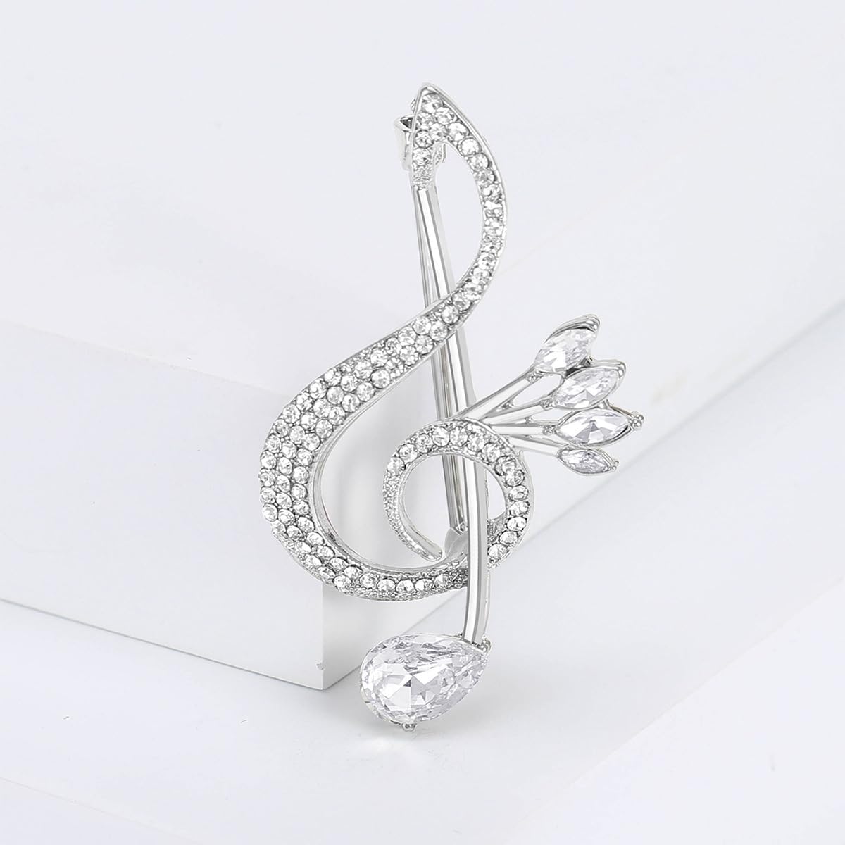 Sparkling Rhinestone Musical Note Brooch Pin Gold/Silver/Blue/Purple Crystal Note Brooch Lapel Pins 70/80S Music Enthusiast Pin Suit Dress Bag Hat Jewelry for Women image 2