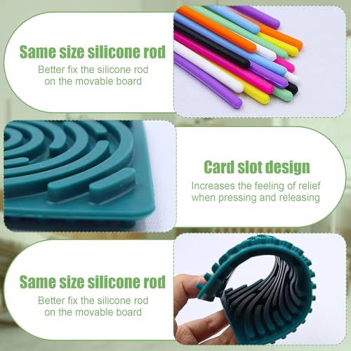 Sensorik Activity Board - Silikon Sensory Activity Board, ADHD Aktivitätsboard, Ruhiges Reise-Spielzeug mit Kordelzugbeutel und 24 Strings für Kinder ab 3+ und Erwachsene Ideal zur Stress und Autismus