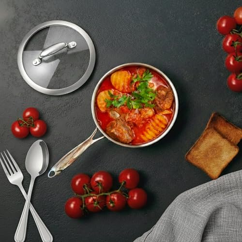 Image of 1.3 Quart Stainless Steel Saucepan with Glass Lid