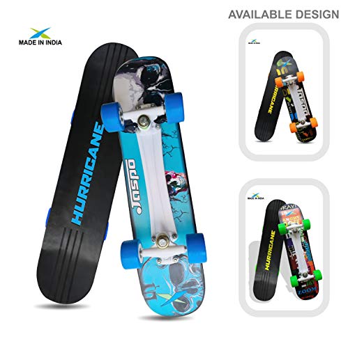 Image of jaspo Wooden Hurricane Skateboard for Age Group Above 10 Years with 90 kg Weight handling Capacity (Black, 27 inchX7 inch)