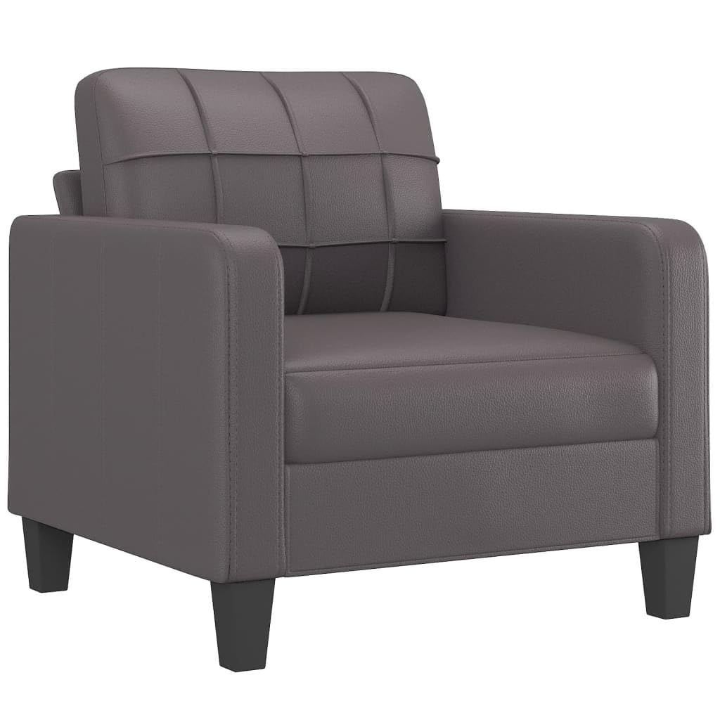 vidaXL Ensemble de Canapés avec Coussins 3 pcs, Canapés avec Accoudoirs et Dossier, Ensemble de Meubles, Mobilier de Salle de Séjour, Moderne, Gris Similicuir