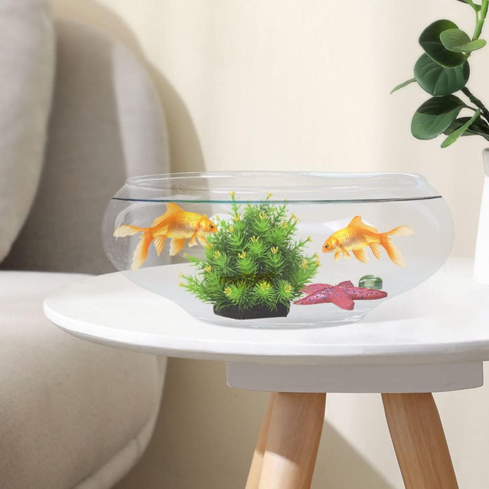 GANAZONO Glass Fish Bowl 9.84X9.84X3.93In Clear Desktop Aquarium Tank Hydroponic Plant Pot for Home Office Garden Wedding Decoration