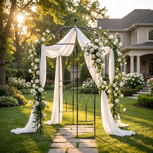 SCENDOR Garden Arches Arbors Birdcage Shape,9' High x 6.8' Wide,Metal Pergola Pavilion Gazebo Enduring Iron Trellis Plants Support Use for Outdoor Garden Arbor Climbing Plants Wedding Arches Ceremony