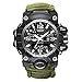 Outdoor Survival Armbanduhr, 5 in 1 wasserdichte Digitale Herren-Militäruhren mit Paracord-Seil, Pfeife, Kompass, Feuerstarter, für Wandercamping-Abenteuer (Green A)
