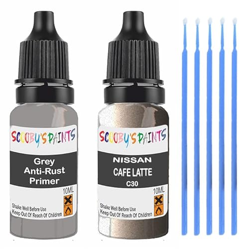 Scoobys Paints Back In The Mix Grey Touch Up Paint For Nissan Cafe Latte C30 Scratch Stone Chip Repair With Primer