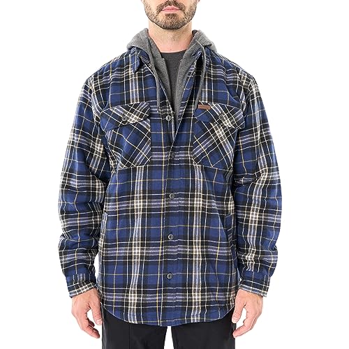 Image of Smith's Workwear Men's Sherpa-Lined Hooded Flannel Shirt-Jacket