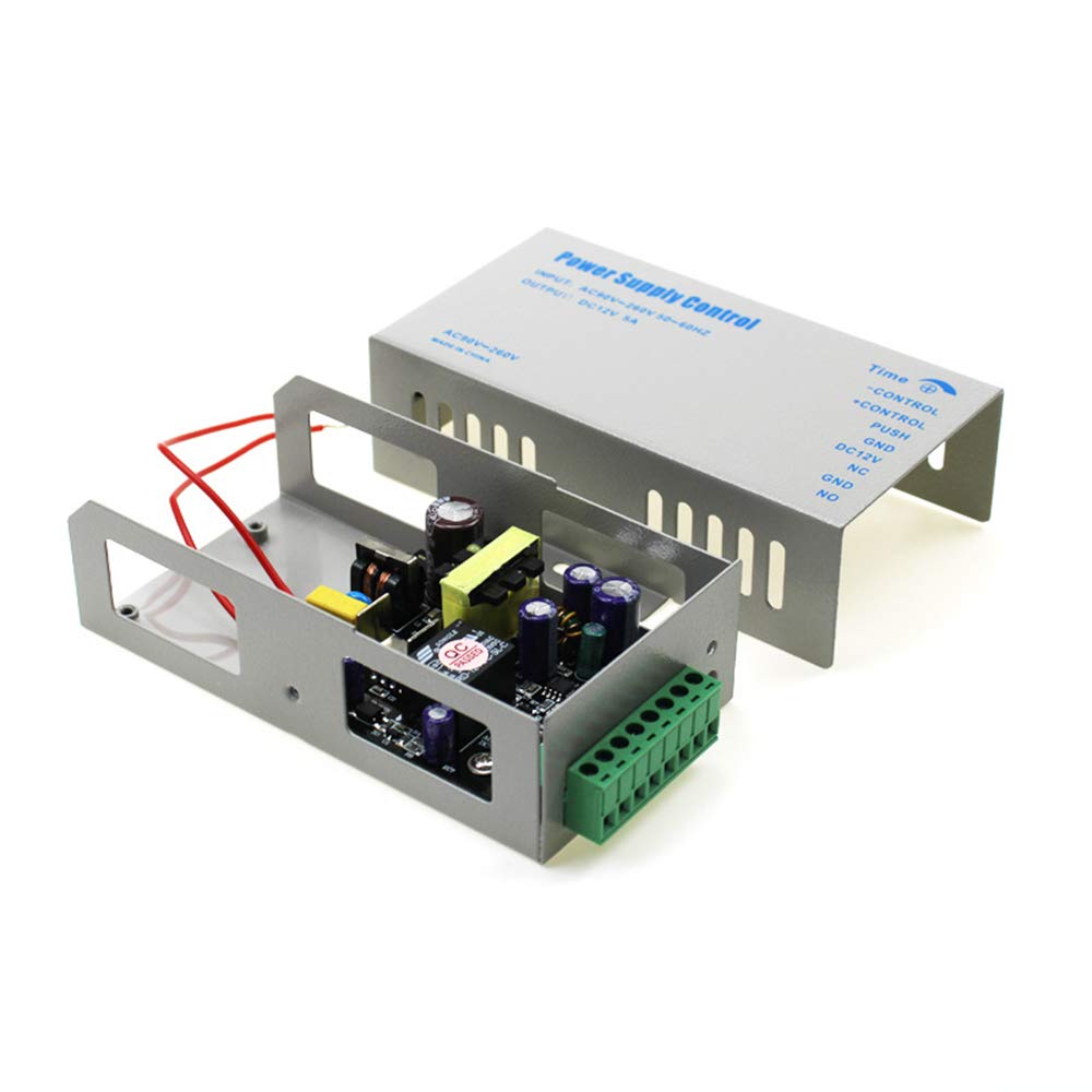 YAVIS Alimentation d'énergie pour Système de Contrôle d'Accès de Porte d'Entrée avec Délai de Verrouillage 0-15s DC12V 5A 36W Sortie AC90-260V entrée 50 60HZ