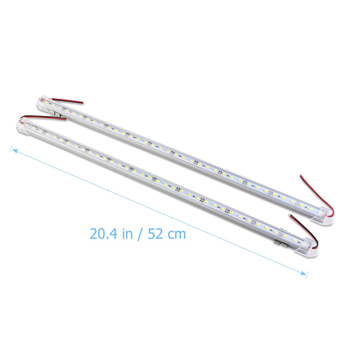 WINOMO - Barre luminose in alluminio rigido LED, impermeabilità IP65 12 V 50 cm [classe energetica A+], colore: Bianco (Confezione da 2)