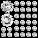 30 PCS 11mm Rhinestone Buttons for Craft, Silver Embellishments Flatback Flower Wedding Rhinestones, Flower Decorative Crystal Button Accessories for Crafts DIY Clothes Bags Shoes Hair