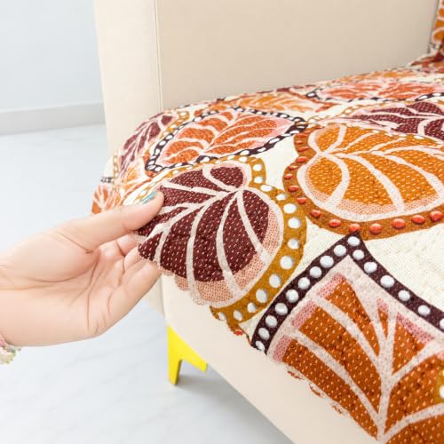 Image of Homerz Premium Printed Quilted Velvet Sofa Slip Cover Protector, Sofa Mat, Exact Size, Antislip Cover (Bloomora, 1 Seater, Full)