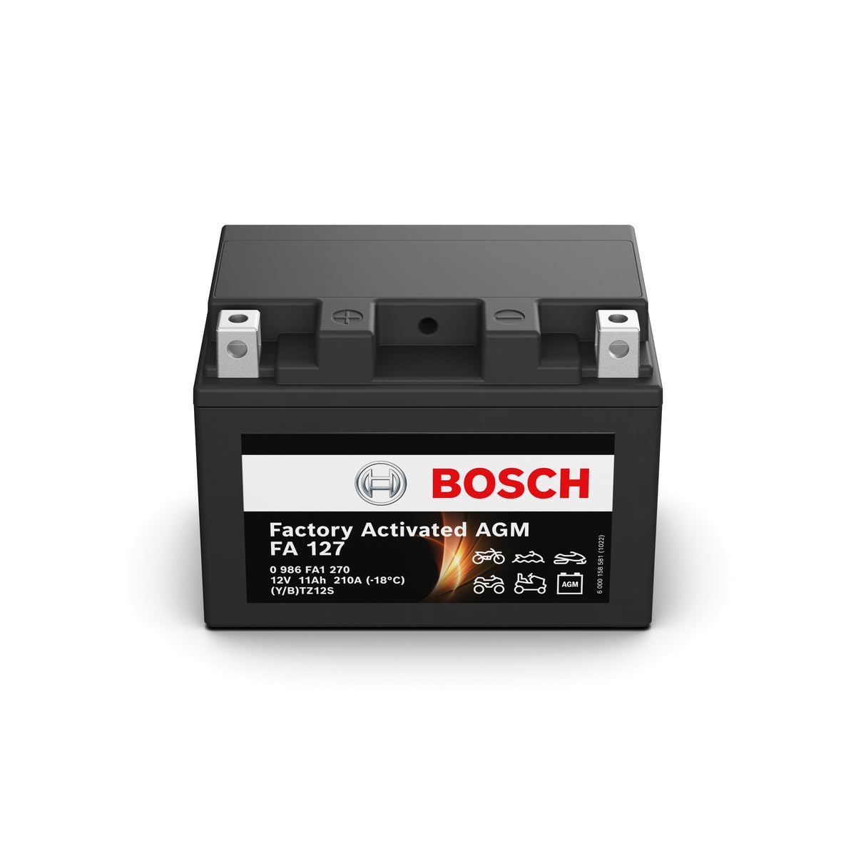 Akumulator motocyklowy Bosch FA127 AGM 12 V, 210 A, 11AH, odpowiedni do motocykli, skuterów, quadów, skuterów, skuterów, skuterów, skuterów, skuterów, nart, kompatybilny z M6012, BTZ12S