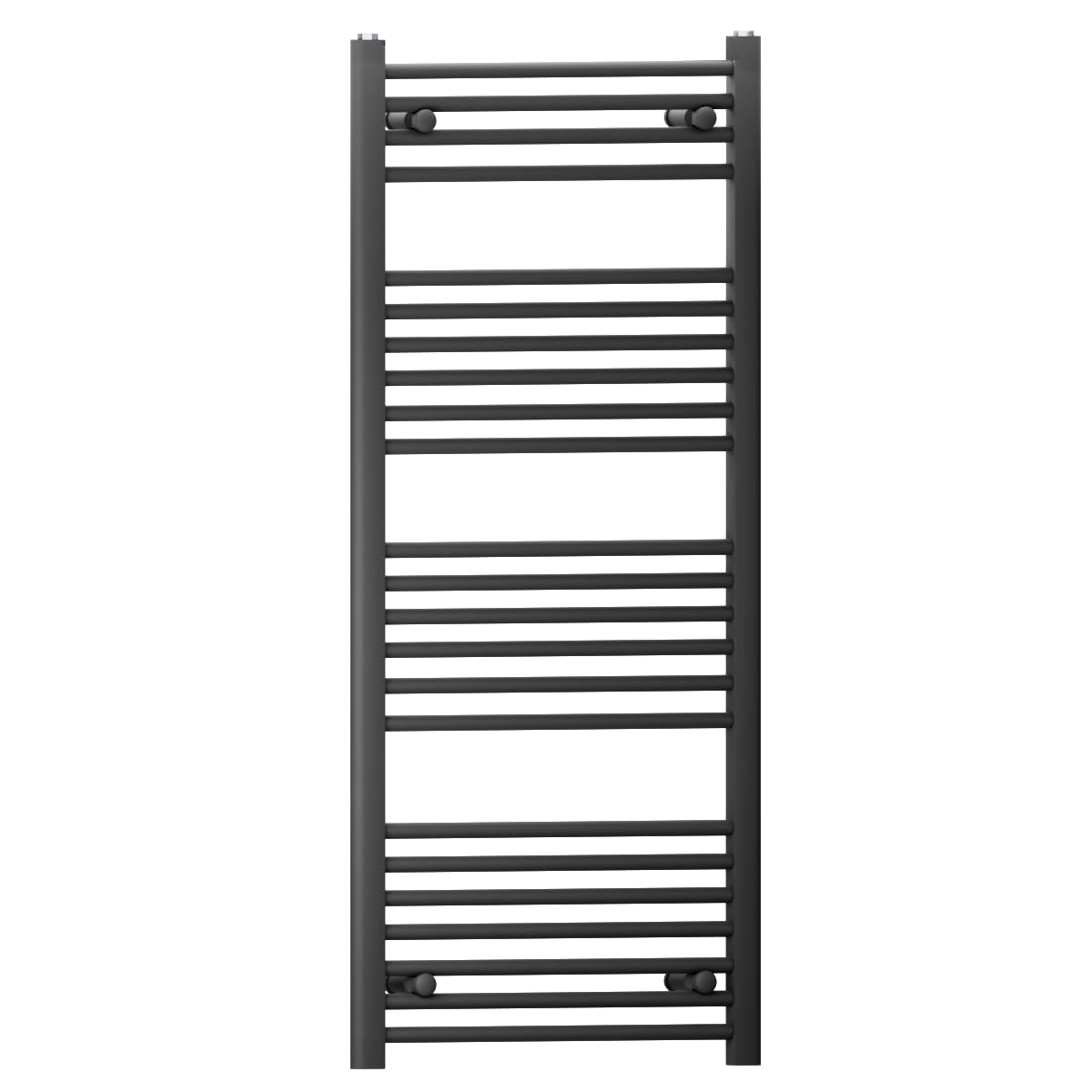 600mm Wide Straight Flat Black Heated Bathroom Designer Towel Rail Radiator For Central Heating (Alyssa 600 / 1200mm Black)