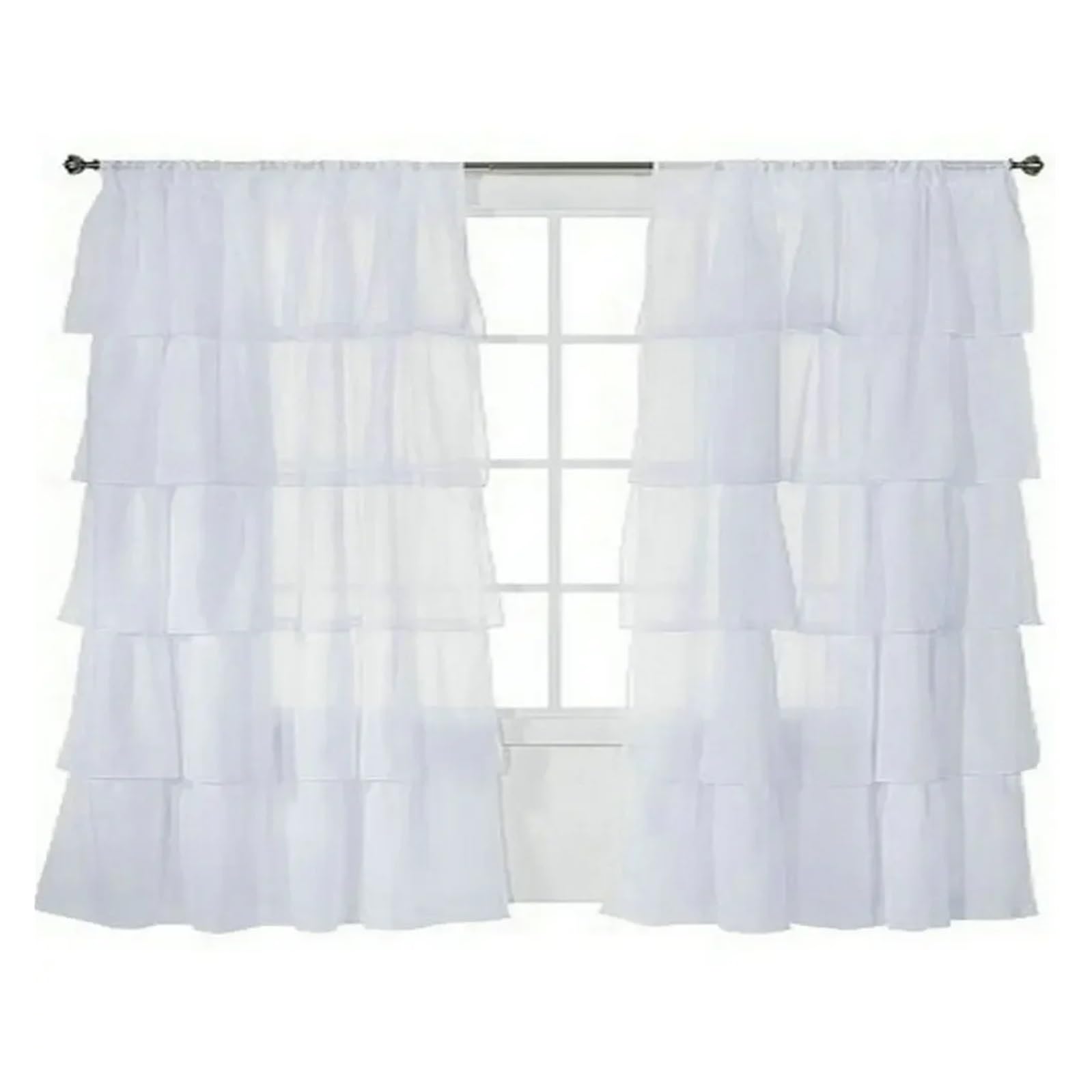 HBALDTEDC Curtains Ruffle Sheer Overlay, Ruffled Sheer Voile Tulle Curtains 1 Panel Multicolor Multiple Sizes(White,ROD-POCKET-100CM BY 160CM)