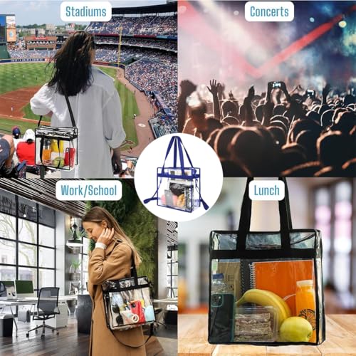 Clear Bags Stadium Approved, Clear Tote Beach Bag with Zipper Closure Crossbody Messenger Shoulder Bag with Adjustable Strap2