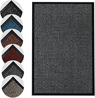 Homatz Door Mats Indoor & Outdoor Heavy Duty Floor Mat - Non Slip Rubber Back - Dirt Trapper Door Mat - Super Absorbent Front Door Mat, Washable Doormats Rug, Barrier Mat (Grey,40x60cm)