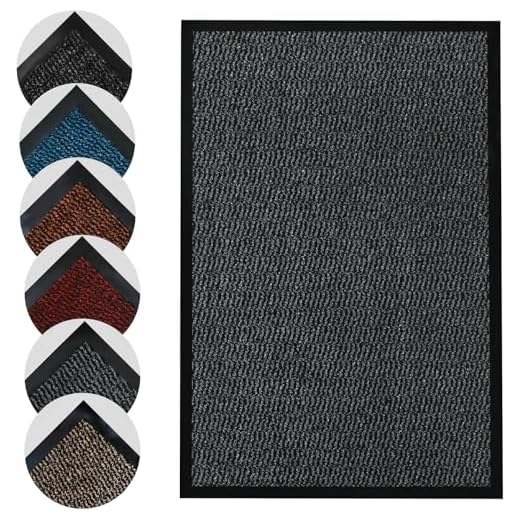Homatz Door Mats Indoor & Outdoor Heavy Duty Floor Mat - Non Slip Rubber Back - Dirt Trapper Door Mat - Super Absorbent Front Door Mat, Washable Doormats Rug, Barrier Mat (Grey,40x60cm)