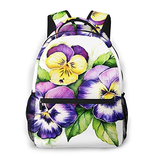 RTUBNSD Mochila Escolar Niño Chico Chica  Flor Púrpura Violeta Amarillo Casual Mochilas