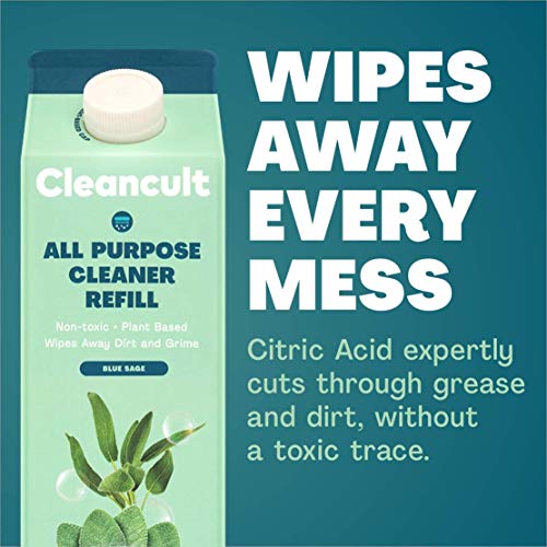 Cleancult All Purpose Natural Cleaner Refill, Blue Sage Scent, 32 oz, Multi Surface Cleaning Spray, Biodegradable, Eco Friendly & Cruelty Free