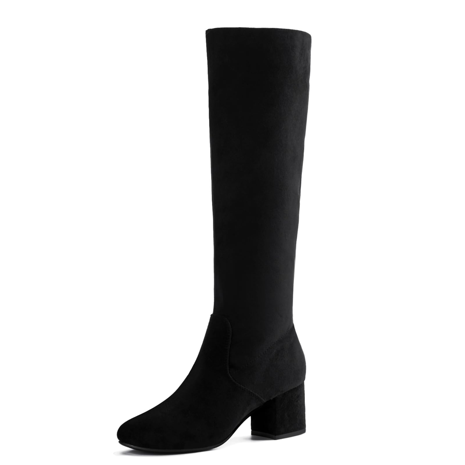 ShoeN Tale Knee High Boots for Women Block Chunky Heel Boots with Side Zipper