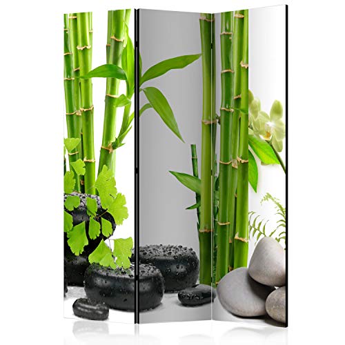 murando Biombo Bambus Verde 135x172 cm de Impresion Unilateral en el Lienzo de TNT de Calidad Decoracion Foto Biombo de Madera con Imagen Impresa Separador Grande Home Office Zen SPA b-C-0230-z-b
