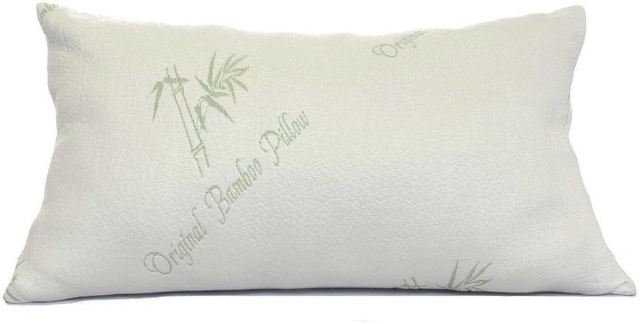 Original Bamboo Shredded Memory Foam Pillow with Removable Hypoallergenic Pillow Cover Case, Queen