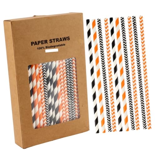 Abaodam 100pcs Halloween Set de Pitillos de Papel Kraft miniatura 1