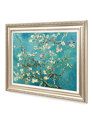 Decorarts - Blossoming Almond Tree, Vincent Van Gogh Classic Art. Giclee Prints Framed Art For Wall Decor. Framed Size: 36X30 #TOP6