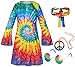Hippie Costume for Girls 60s 70s Colorful Dress Kids Party Halloween Cosplay 4-6T