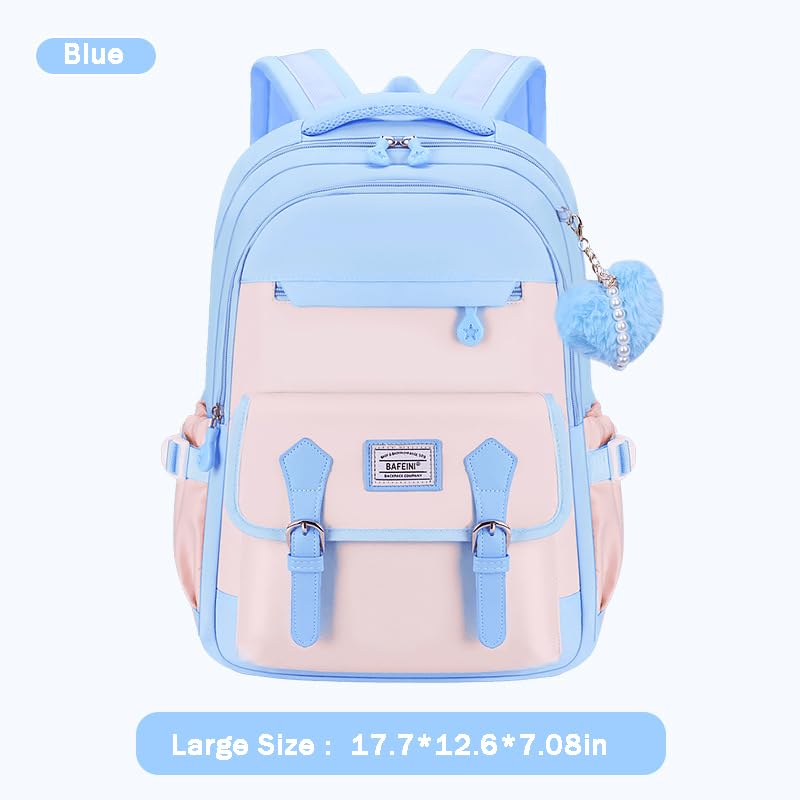 School Backpack for Teen Girls Bookbags Elementary High School Laptop Bags Women Travel Daypacks Blue Large2
