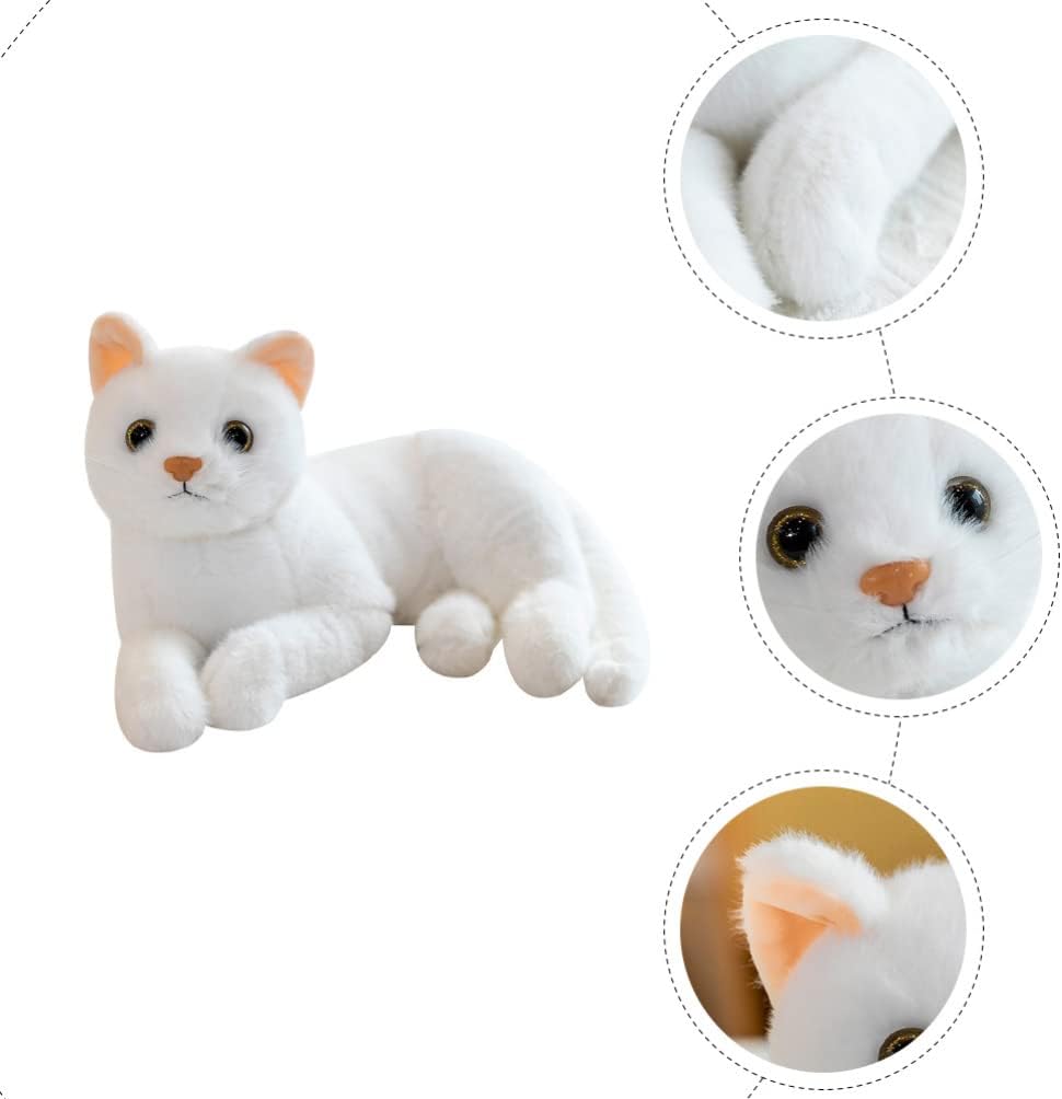 Kisangel 1pc Plush Cat Stuffed Animal Cats That Look Real Plush Stuffed Toy Cat for Babies Boys& Girls (White) - Image 9