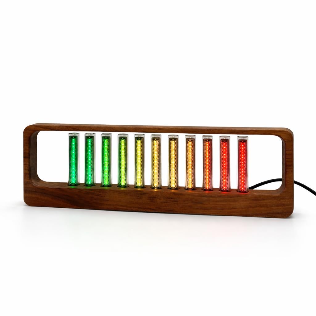 RGB Musik Spectrum Analyzer Licht, 12 Nixie-Tube Stil Sound Reactive Audio Visualizer, LED Rhythmus Lampe mit Mikrofon, 7 Modi, Musik Visualisierung für Gaming Zimmer & Home Deko