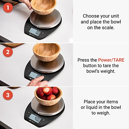 Etekcity 0.1G Food Scale, Bowl, Digital Grams And Ounces For Weight Loss, Dieting, Baking, Cooking, And Meal Prep, 11Lb/5Kg, Stainless Steel Black #TOP5